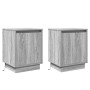 Armario de Noche con 2 pcs Gris 39 x 34.5 x 50 cm