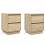 Armario de Noche con cajón 2 pcs Roble Sonoma 39 x 34.5 x 50 cm