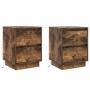 Armario de Noche con 2 pcs Roble ahumado 39 x 34.5 x 50 cm