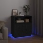 Aparador con LED Roble negro 71 x 34.5 x 75 cm