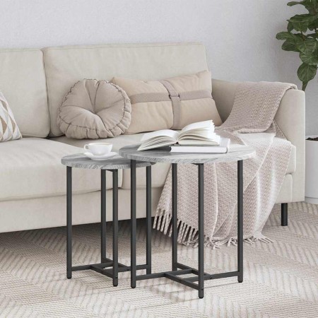 Conjunto de mesas auxiliares 2 pcs Gris sonoma y Negro