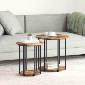 Conjunto de mesas auxiliares 2 pcs Roble ahumado y Negro