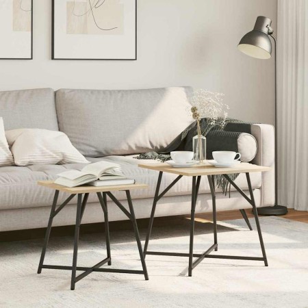 Conjunto de mesas auxiliares 2 pcs Roble Sonoma y Negro