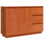 Vitrina con cajón Marrón 111 x 34 x 75 cm Madera maciza de Pino