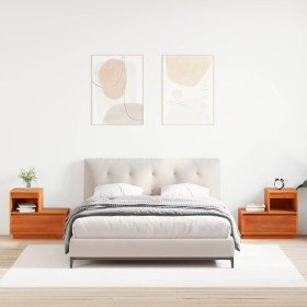 Armario de Noche con cajón 2 pcs Marrón cera 60 x 34 x 51 cm