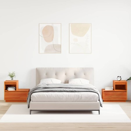 Armario de Noche con cajón 2 pcs Marrón cera 60 x 34 x 51 cm