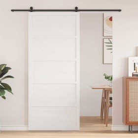 Puerta de Granero Blanco 100 x 208 cm Madera maciza de Pino