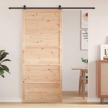 Puerta de Granero Natural 80 x 208 cm Madera maciza de Pino