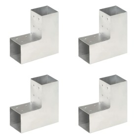Conectores de postes en L 4 uds metal galvanizado 81x81 mm