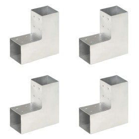 Conectores de postes en L 4 uds metal galvanizado 81x81 mm