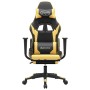 Gaming chair with footrest black gold synthetic leather by vidaXL, Gaming chairs - Ref: Foro24-3143701, Price: 136,06 €, Disc...