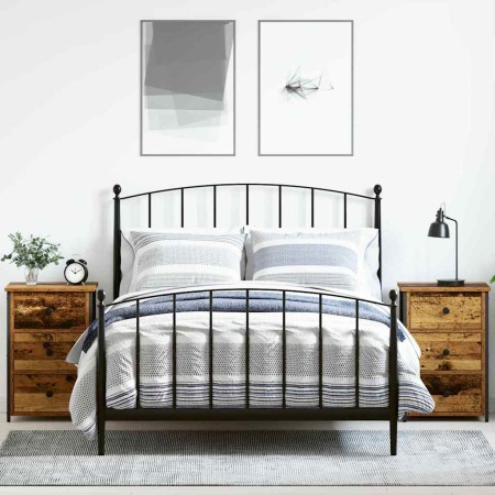 Armario de Noche con cajón 2 pcs Madera vieja