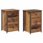 Armario de Noche con cajón 2 pcs Madera vieja