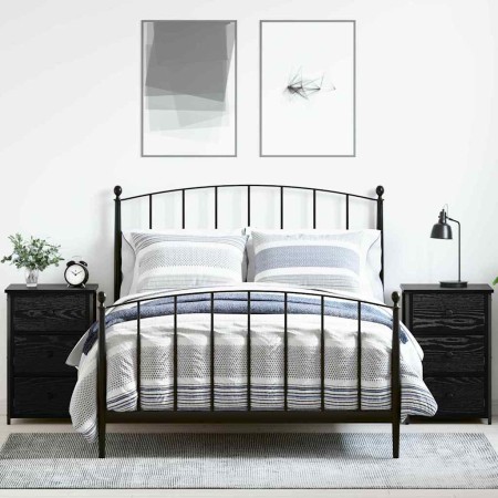 Armario de Noche con cajón 2 pcs Roble negro