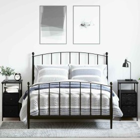 Armario de Noche con cajón 2 pcs Roble negro 30 x 60 x 60 cm