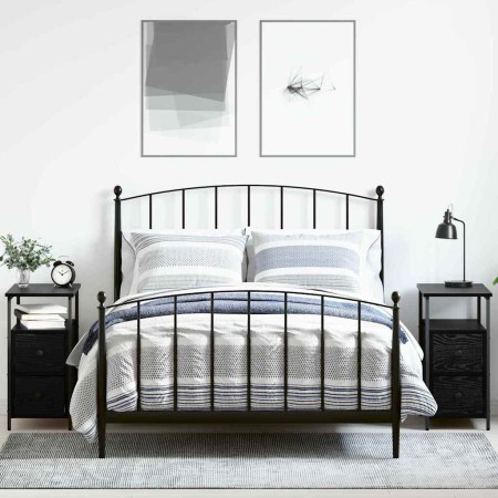 Armario de Noche con cajón 2 pcs Roble negro 30 x 60 x 60 cm