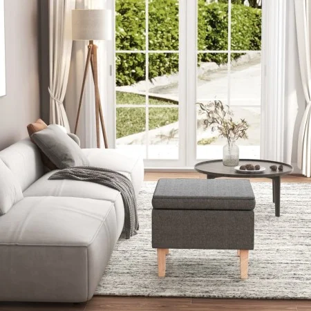 Stool with wooden legs upholstered in light gray fabric by vidaXL, Folding stools and chairs - Ref: Foro24-329425, Price: 80,...