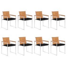 Sillas de jardín y cojines 8 unidades madera maciza de acacia