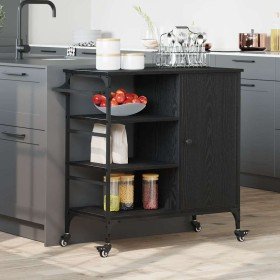 Carro de Cocina Roble negro 87.5 x 38.5 x 84.5 cm en Carros de cocina y comedor | Comprar online en Foro24