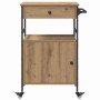 Carro de Cocina Roble Artesanal y Negro 56 x 43 x 89.5 cm