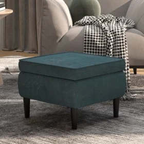 Taburete con patas de madera terciopelo azul by vidaXL, Folding stools and chairs - Ref: Foro24-329435, Price: 94,89 €, Disco...