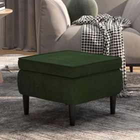 Taburete con patas de madera terciopelo verde oscuro