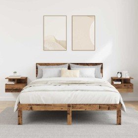Mesita Flotante con cajón 2 pcs Madera vieja 40 x 31 x 27 cm en Mesitas de noche | Comprar online en Foro24