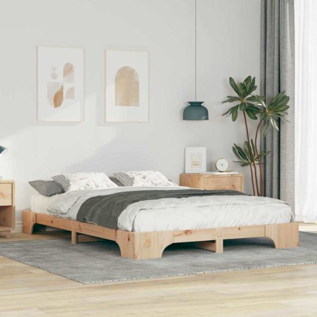 Estructura de cama Marrón 140 x 210 cm Madera de pino macizo en Camas y somieres | Comprar online en Foro24