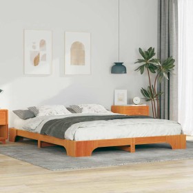 Estructura de cama Marrón 160 x 210 cm Madera maciza