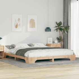 Estructura de cama Marrón 200 x 220 cm Madera de pino macizo en Camas y somieres | Comprar online en Foro24