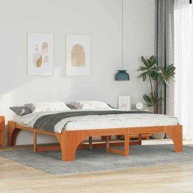 Estructura de cama Marrón 200 x 200 cm Madera de pino macizo en Camas y somieres | Comprar online en Foro24