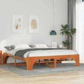 Estructura de cama Marrón 180 x 200 cm Madera maciza de pino