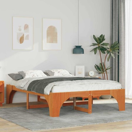 Estructura de cama Marrón 160 x 200 cm Madera maciza de pino
