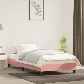 Estructura de cama de terciopelo rosa 90x190 cm