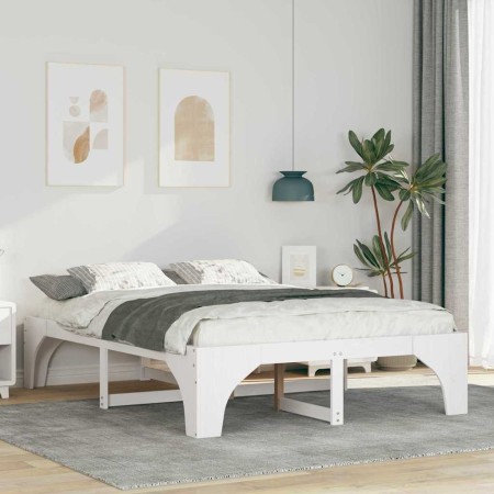 Estructura de cama Blanco 140 x 200 cm Madera maciza de pino