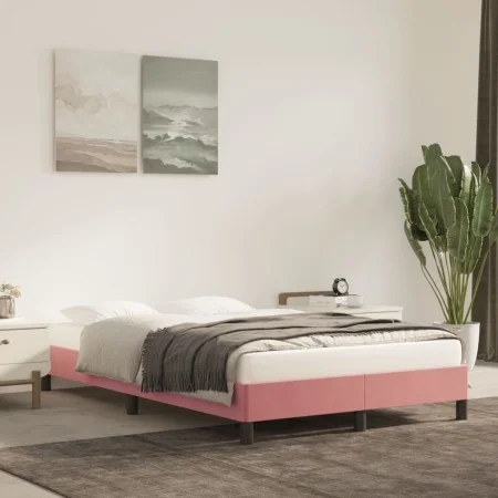 Estructura de cama de terciopelo rosa 120x200 cm de vidaXL, Camas y somieres - Ref: Foro24-346969, Precio: 101,70 €, Descuent...