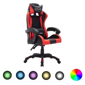 Silla gaming con luces LED RGB cuero sintético rojo y negro