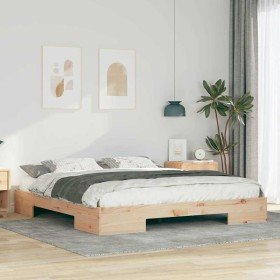 Estructura de cama Marrón 200 x 200 cm Madera maciza de pino en Camas y somieres | Comprar online en Foro24