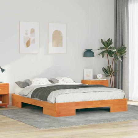 Estructura de cama Marrón 160 x 200 cm Madera maciza de pino en Camas y somieres | Comprar online en Foro24