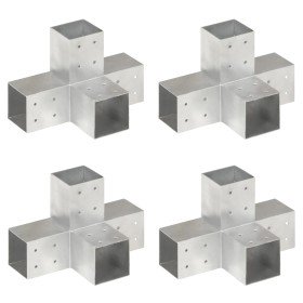 Conectores de postes en X 4 uds metal galvanizado 81x81 mm
