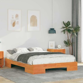 Estructura de cama Marrón 140 x 190 cm Madera maciza de pino