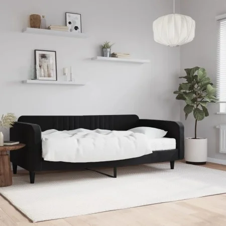 Sofa bed with black velvet mattress 100x200 cm by vidaXL, Beds and slatted bases - Ref: Foro24-3197050, Price: 365,84 €, Disc...
