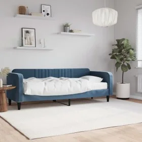 Sofa bed with blue velvet mattress 80x200 cm by vidaXL, Beds and slatted bases - Ref: Foro24-3197031, Price: 309,09 €, Discou...