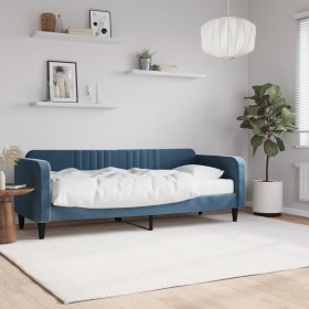 Sofá cama con colchón terciopelo azul 80x200 cm
