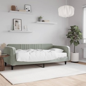 Sofa bed with light gray velvet mattress 100x200 cm by vidaXL, Beds and slatted bases - Ref: Foro24-3197046, Price: 340,45 €,...