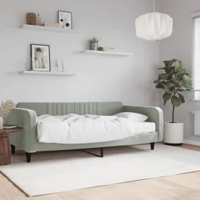Sofa bed with light gray velvet mattress 100x200 cm by vidaXL, Beds and slatted bases - Ref: Foro24-3197046, Price: 370,62 €,...