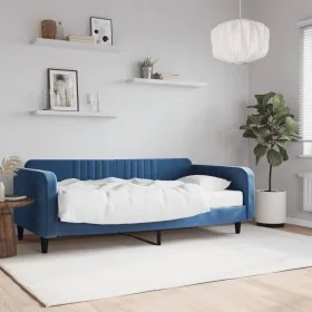Sofa bed with blue velvet mattress 100x200 cm by vidaXL, Beds and slatted bases - Ref: Foro24-3197045, Price: 369,49 €, Disco...