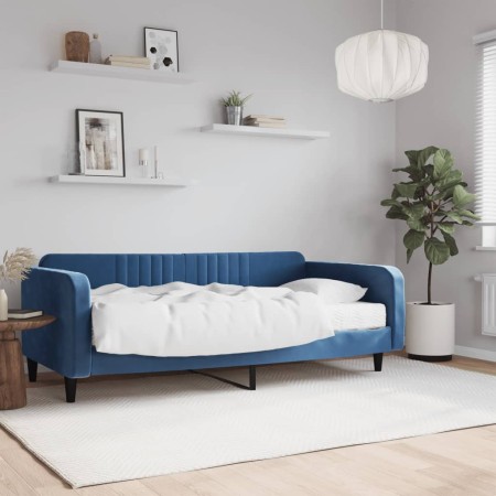 Schlafsofa mit blauer Samtmatratze 100x200 cm von vidaXL, Betten und Lattenroste - Ref: Foro24-3197045, Preis: 340,02 €, Raba...