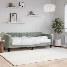 Sofa bed with light gray velvet mattress 80x200 cm by vidaXL, Beds and slatted bases - Ref: Foro24-3197032, Price: 315,05 €, ...