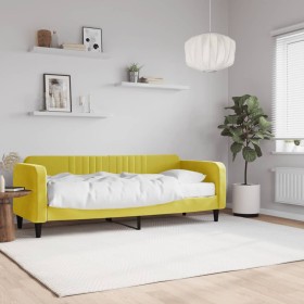 Sofá cama con colchón terciopelo amarillo 80x200 c